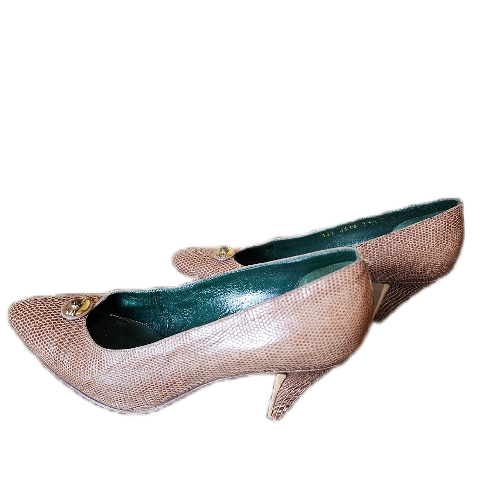 True Vintage GUCCI genuine exotic lizard kitten heels size 35.5 ( 5 US)โ